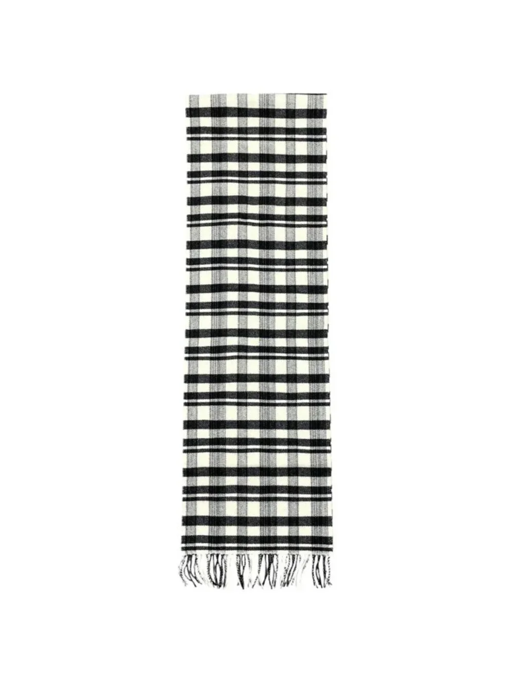 Balenciaga Scarf Tartan Check Logo Wool Black White